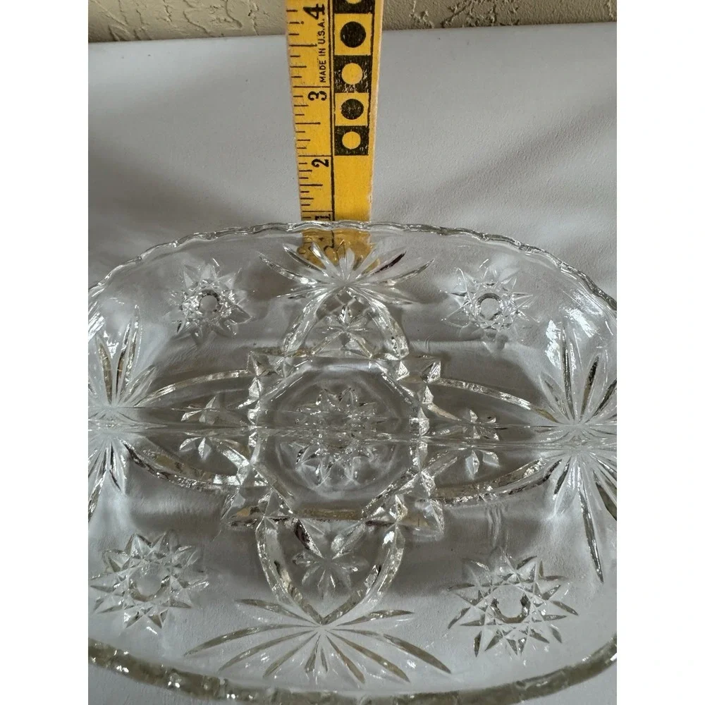 Vintage Anchor Hocking Star of David‎ Glass Relish Dish Divided Serving Tray 10